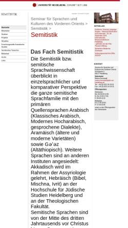 Vorschau der mobilen Webseite www.semitistik.uni-hd.de, Semitistik an der Universität Heidelberg