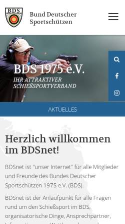 Vorschau der mobilen Webseite www.bdsnet.de, Bund Deutscher Sportschützen 1975 e.V.