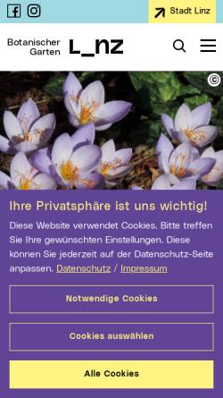 Vorschau der mobilen Webseite www.linz.at, Botanischer Garten Linz/Donau