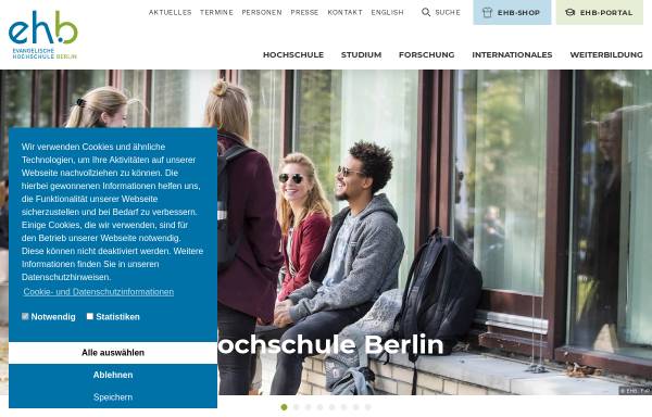 Vorschau von www.eh-berlin.de, Evangelische Fachhochschule Berlin