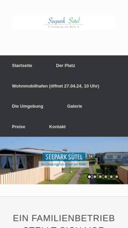 Vorschau der mobilen Webseite www.seepark-suetel.de, Seepark Suetel