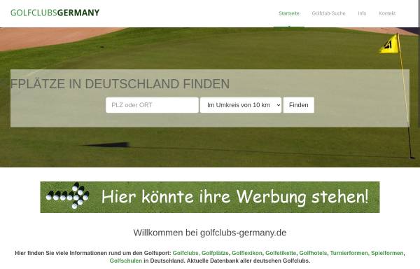 Vorschau von www.golfclubs-germany.de, Golfclubsuche und Informationen über den Golfsport
