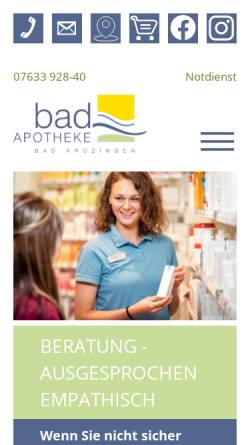 Vorschau der mobilen Webseite www.badapo.de, Bad Apotheke