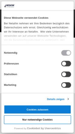 Vorschau der mobilen Webseite www.netafim.de, Netafim Deutschland