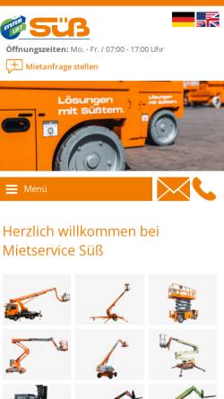 Vorschau der mobilen Webseite www.mietservice-suess.de, Mietservice Süß