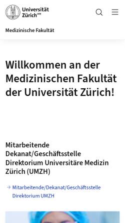 Vorschau der mobilen Webseite www.med.uzh.ch, Universität Zürich