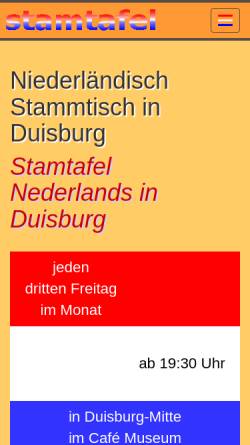 Vorschau der mobilen Webseite www.stamtafel.de, Niederländisch Stammtisch in Duisburg