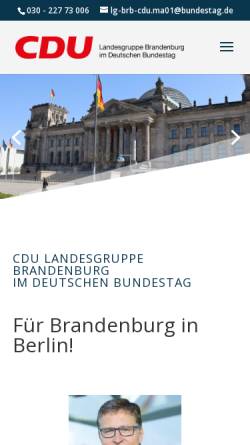 Vorschau der mobilen Webseite www.cdu-lgbb.de, Landesgruppe Brandenburg der CDU/CSU-Fraktion im Deutschen Bundestag