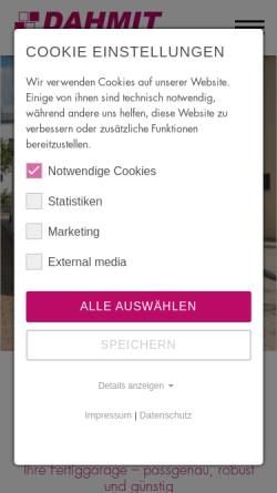 Vorschau der mobilen Webseite dahmit.de, Dahmit Betonwerke