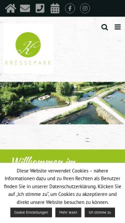 Vorschau der mobilen Webseite kressepark-erfurt.de, Kressepark Erfurt GmbH