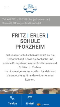 Vorschau der mobilen Webseite www.fes-pforzheim.de, Fritz-Erler-Schule