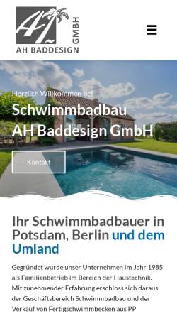 Vorschau der mobilen Webseite www.ah-baddesign.de, AH Baddesign GmbH