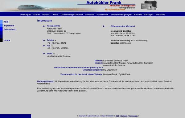 Vorschau von www.autokuehler-frank.de, Autokühler Frank