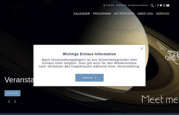 Vorschau von www.planetarium-bochum.de, Zeiss Planetarium Bochum