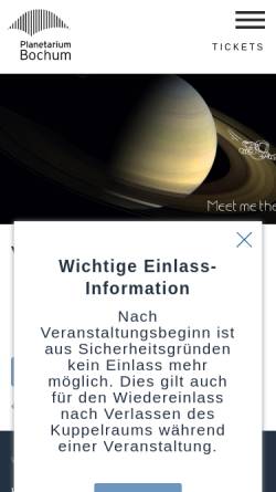 Vorschau der mobilen Webseite www.planetarium-bochum.de, Zeiss Planetarium Bochum