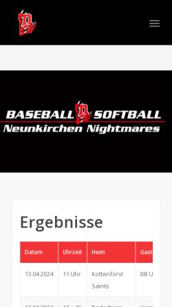 Vorschau der mobilen Webseite www.neunkirchen-nightmares.de, Neunkirchen Nightmares