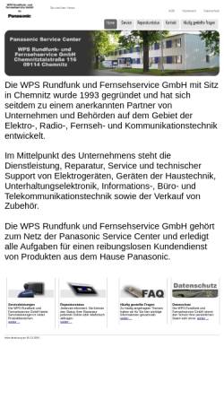 Vorschau der mobilen Webseite www.panasonic-wps-chemnitz.de, WPS Panasonic Service Center Chemnitz