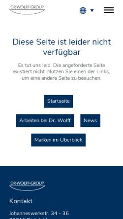 Vorschau der mobilen Webseite www.wolff-arzneimittel.de, Dr. Wolff Arzneimittel GmbH & Co.