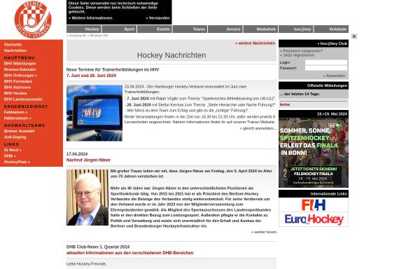 Vorschau von www.bremenhockey.de, Bremer Hockey-Verband e.V.