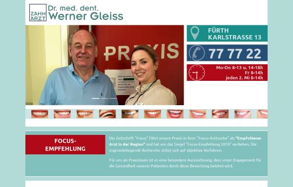 Vorschau von www.zahnarzt-drgleiss.de, Dr. med. Petra Gleiss