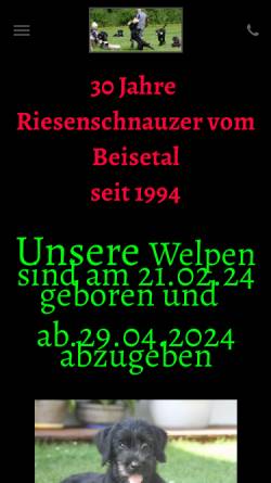 Vorschau der mobilen Webseite www.vombeisetal.de, Riesenschnauzer vom Beisetal