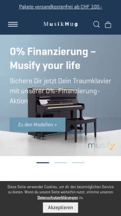 Vorschau der mobilen Webseite www.musikhug.ch, Musik Hug