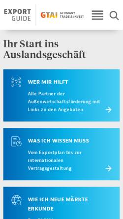 Vorschau der mobilen Webseite www.ixpos.de, Außenwirtschaftsportal iXPOS