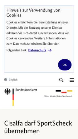 Vorschau der mobilen Webseite www.bundeskartellamt.de, Bundeskartellamt
