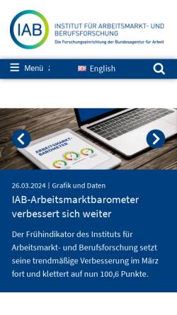 Vorschau der mobilen Webseite www.iab.de, Institut für Arbeitsmarkt- und Berufsforschung (IAB)