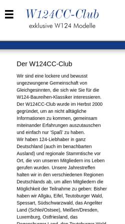 Vorschau der mobilen Webseite www.w124cc.de, W124CC-Club