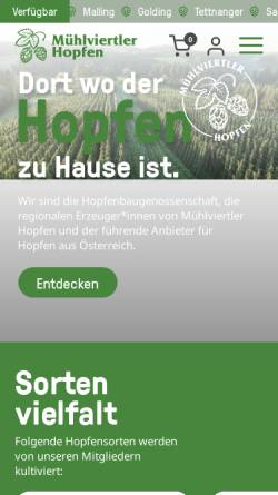 Vorschau der mobilen Webseite www.hopfenbau.at, Hopfenbaugenossenschaft reg. Gen. m. b. H.