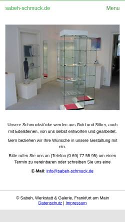 Vorschau der mobilen Webseite sabeh-schmuck.de, Schmuckgestaltung SABEH