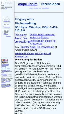 Vorschau der mobilen Webseite rezensionen.literaturwelt.de, Kingsley Amis: Die Verwandlung