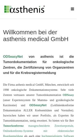Vorschau der mobilen Webseite www.asthenis.de, ODSeasy