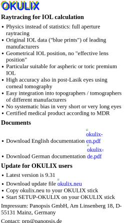 Vorschau der mobilen Webseite okulix.de, Ray-Tracing-Okulix