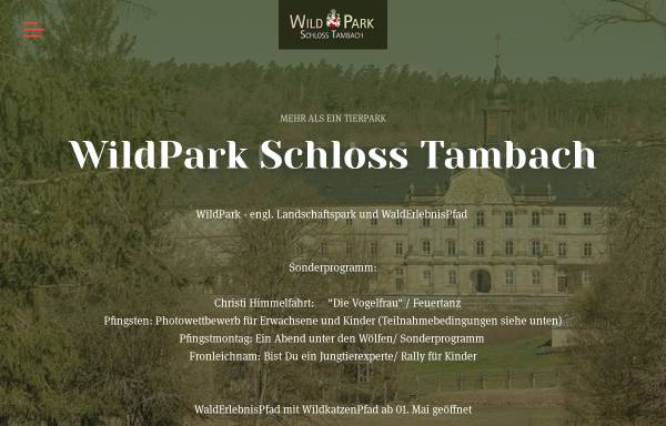 Vorschau von www.wildpark-tambach.de, Wildpark Schloss Tambach