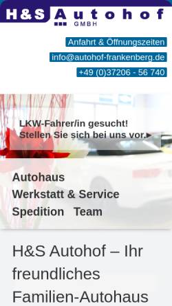 Vorschau der mobilen Webseite www.chevrolet-chemnitz.com, H & S Autohof Neuadelsberg GmbH