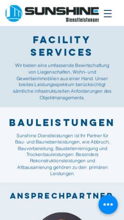 Vorschau der mobilen Webseite www.sunshine-dienstleistungen.de, Sunshine Autopflege Chemnitz - C. Steffen