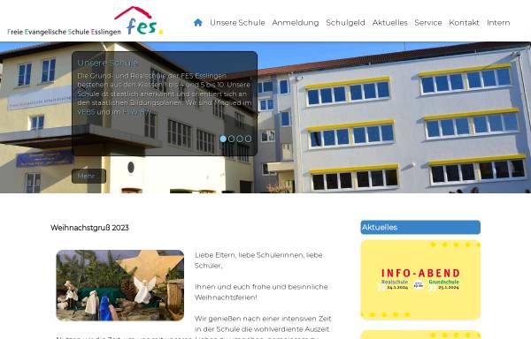Vorschau von www.fes-esslingen.de, Freie Evangelische Schule Esslingen