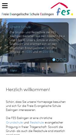 Vorschau der mobilen Webseite www.fes-esslingen.de, Freie Evangelische Schule Esslingen