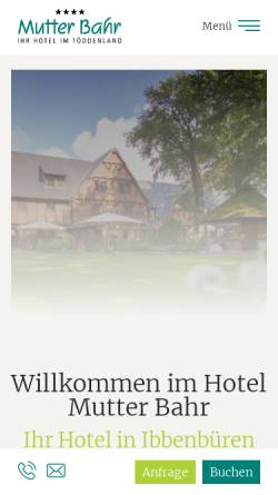 Vorschau der mobilen Webseite www.mutterbahr.de, Hotel Mutter Bahr