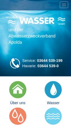 Vorschau der mobilen Webseite www.wasserapolda.de, Apoldaer Wasser GmbH
