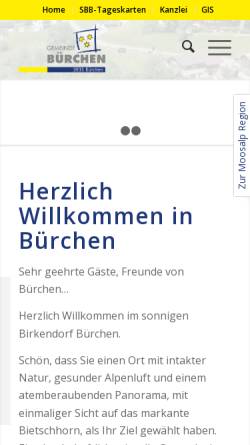 Vorschau der mobilen Webseite www.buerchen.ch, Bürchen Tourismus