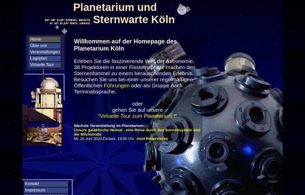 Vorschau von www.koelner-planetarium.de, Planetarium Köln