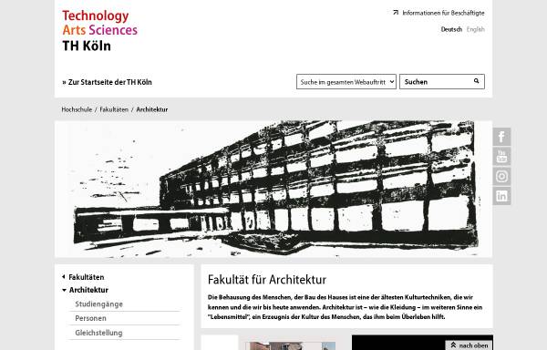 Vorschau von www.ar.fh-koeln.de, Fakultät für Architektur (F05)