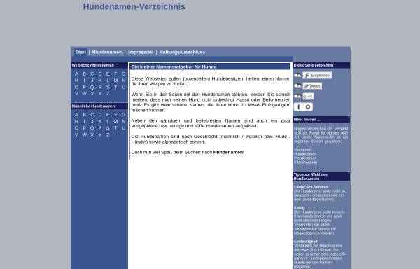 Vorschau von www.hundenamen.namen-verzeichnis.de, Hundenamen-Verzeichnis