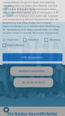 Vorschau der mobilen Webseite www.baldus.de, Baldus Medizintechnik GmbH
