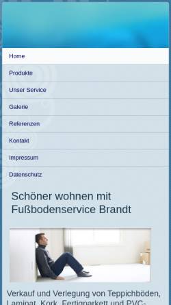 Vorschau der mobilen Webseite www.fussboden-brandt.de, Teppichboden-Service Brandt
