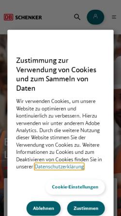 Vorschau der mobilen Webseite www.dbschenker.at, Schenker & Co AG
