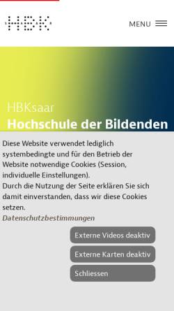 Vorschau der mobilen Webseite www.hbksaar.de, Hochschule der Bildenden Künste Saar (HBK Saar)
